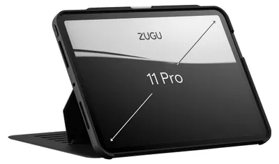 Productafbeelding van Zugu case Hoesje iPad Pro 11" (M4-M5) – Verstelbare magnetische standaard met 8 hoeken – Veilige magnetische montage mogelijkheid – Robuuste bumper en stevige TPU + PC behuizing voor valbescherming - Zwart