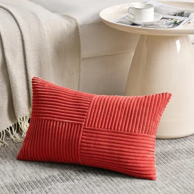 Produktbild von Kissenbezug 30x50 cm Rot Kordsamt Weich 1 Stück (Ohne Füllung)