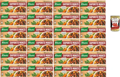Produktbild von 24x knorr dado saporito manzo brodo leckeres Rindfleisch Suppenwürfel Brühe 10 pz + Italian Gourmet polpa 400g