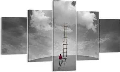 Produktbild von Bild auf Leinwand - Leinwandbild - 5 Teile - Symbol Leiter Himmel - 125x70cm - Wand Bild - Wanddeko - Wandbilder - Leinwanddruck - Bilder - Wanddekoration - Leinwand bilder - Wandbild - EA125x70-4900