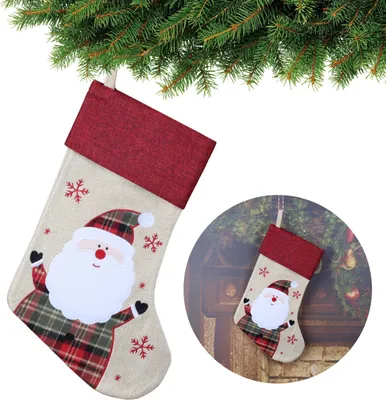 Produktbild von Beige dekorative Weihnachtssocke, Weihnachtsmann 45cm