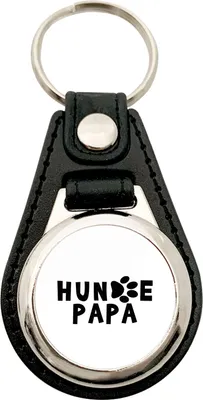 Produktbild von Huuraa Schlüsselanhänger Hundepapa Tapse Metall mit Kunstleder Schlüsselring Einkaufswagenchip Geschenkidee