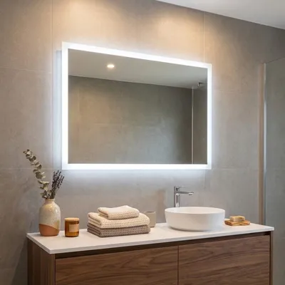 Produktbild von Rechteckiger Badezimmerspiegel 80x60 mit LED-Beleuchtung