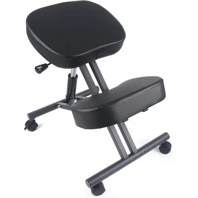 Zdjęcie produktu dla Ergonomiczne krzesło do siedzenia na kolanach - krzesło biurowe - z kółkami - siedzisko tapicerowane - rama metalowa - maksymalne obciążenie 100 kg - do korekcji postawy