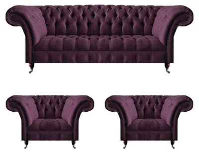 Produktbild von Elegante Chesterfield Polstergarnitur Moderne Wohnzimmer Couchen Sessel