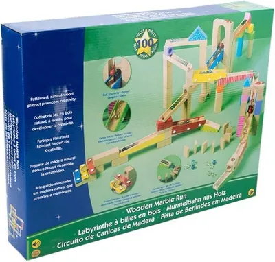 Imagen del producto de Juego de construcción de 100 piezas para crear una pista de canicas de madera