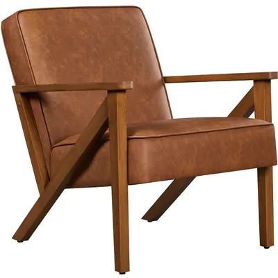 Produktbild von Yaheetech Loungesessel Sessel Vintage Relaxsessel Kunstleder mit Massivholzbeine