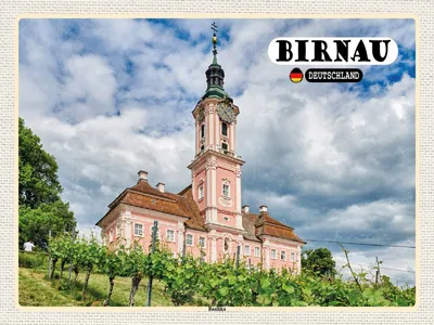 Produktbild von vianmo Holzschild 30x40 cm Birnau Basilika Bildmotiv Reisemotiv Abenteuer Reisen