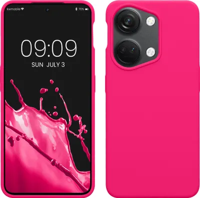 Immagine prodotto di custodia kwmobile compatibile con OnePlus Nord 3 5G - custodia per cellulare in silicone - custodia per cellulare con superficie morbida - ricarica wireless - rosa fluo