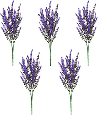 Produktbild von 5pcs künstlicher Lavendel realistisch nicht verblüffend, ohne dass keine Wassersimulation Grüne Pflanzenhochzeit Nachbildung Home Supplies-Lila