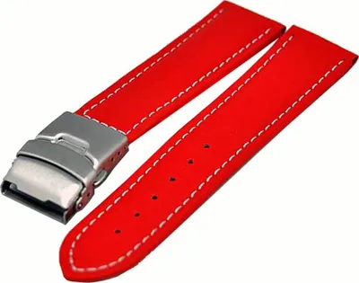 Produktbild von Uhrenarmband mit Faltschließe 26mm rot mit weisser Naht