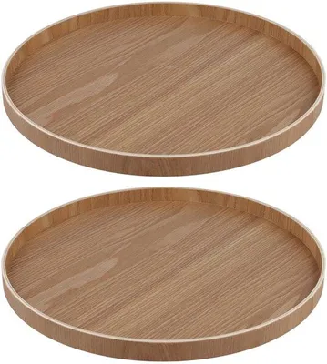 Zdjęcie produktu dla Dailygoods - Drewniana taca, 30 cm - Okrągłe drewniane tace - Taca dekoracyjna - Podkładka na świece - Organizer - Naturalne drewno - Dekoracyjna taca