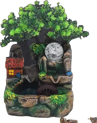 Produktbild von Innenbrunnen, LED-Beleuchtung, langlebiges Harz, Braun, M