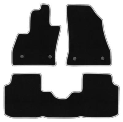 Produktbild von Velours-Fußmatten für Fiat 500L 2012- (Minivan) – 4-tlg, Schwarz/Silber, passgenau – Wielganizator CARLUX