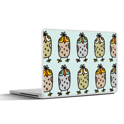Produktbild von MuchoWow® Laptop Aufkleber Sticker Cover Muster - Eule - Blau 32.5x23.5 cm - Sticker für Laptop - Selbstklebend