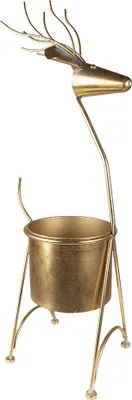 Obrázek produktu pro Clayre & Eef Květináč Ø 22x78 cm Kovový sob ve zlaté barvě