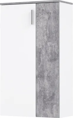 Produktbild von STIEFEL Schuhschrank zeitgenössisch matt weiß und hellgrau Betoneffekt - L 68,9 cm