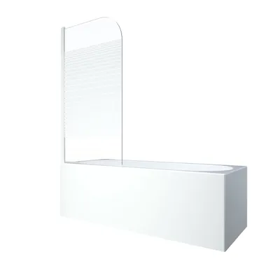 A white bathtub with a clear glass shower screen attached.
