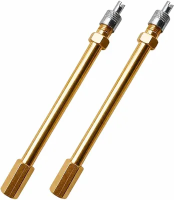 Produktbild von Pneumatische Ventielverlängerung Messing, 2 Stück je 10 cm, für Auto, Fahrrad, LKW