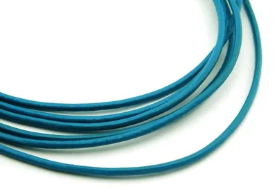 Produktbild von Vintageparts Echtlederband rund 2 m Türkis 2 mm