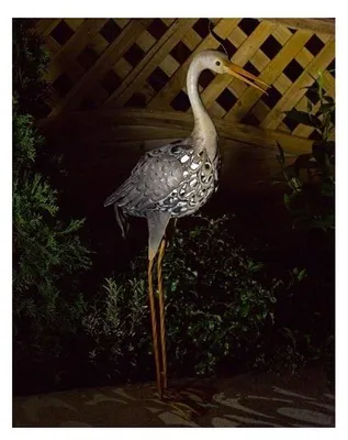 Zdjęcie produktu dla Lampa ogrodowa solarna Figura czapli - Metal - Czarny - Do ogrodu i tarasu
