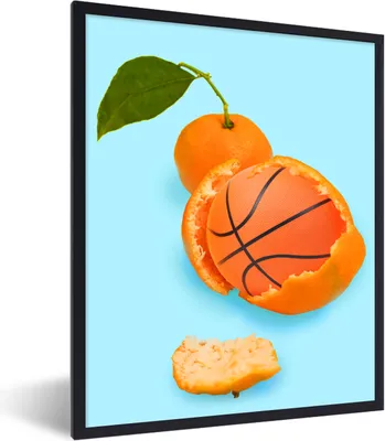 Produktbild von MuchoWow® Gerahmtes Poster Basketball - Orange - Obst - Orange - Blatt 30x40 cm - Poster mit Schwarzem Bilderrahmen Wandposter Rahmen Foto Bilder - Wanddeko - Kunstdrucke