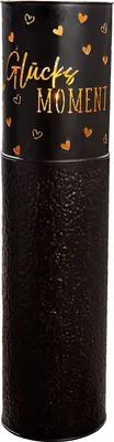 Produktbild von Gilde Windlicht, zylindrisch,  Glücksmoment , Schriftzug, Metall, schwarz, goldfarben, VE 2, H. 51 cm, D. 16 cm Höhe: 51.00 cm Durchmesser: 15.50 cm 58912