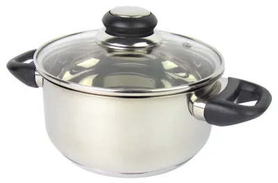 Produktbild von iH - Edelstahl Kochtopf mit Glasdeckel - Induktionsgeeignet - Ø16cm