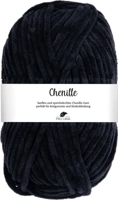 Produktbild von Pro Lana CHENILLE 100 g samtig weich und stabiles Chenille Garn 110 m Farbe 099 - schwarz