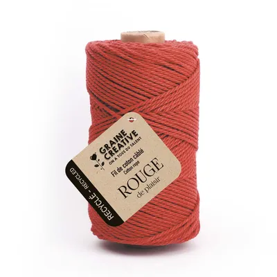 Image de Bobine de coton recyclé rouge, 2 mm