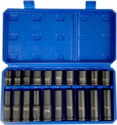 Produktbild von ELMAX | Schlagsteckschlüssel-Satz, 1/2", 10–19 mm, 20-tlg, Schlagnuss-Set, Steckschlüsselsatz, Schoneinsätze