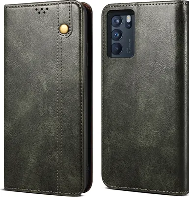 Produktbild von OPPO Reno6 4G Hülle, Leder Flip Brieftasche Schutzhülle für OPPO Reno6 4G Grün