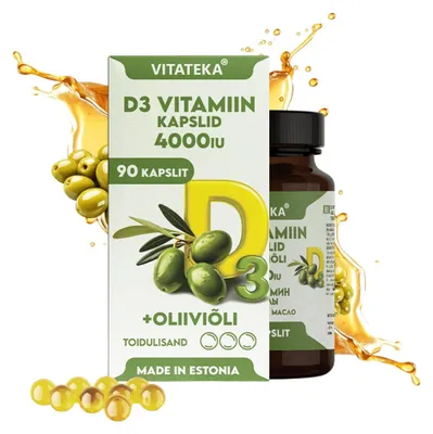Obrázek produktu pro Vitamín D3 4000 IU s olivovým olejem – 90 kapslí – Vitateka