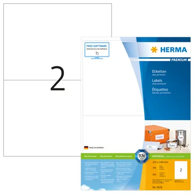 Image de HERMA Etiketten Premium A4 weiß 210x148  mm Papier  400 St.