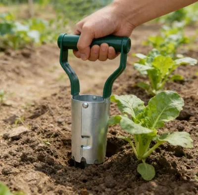 Immagine prodotto di Trapiantatrice per cipolle con indicatori di profondità, in acciaio inossidabile, 20 cm, per lavori di giardinaggio