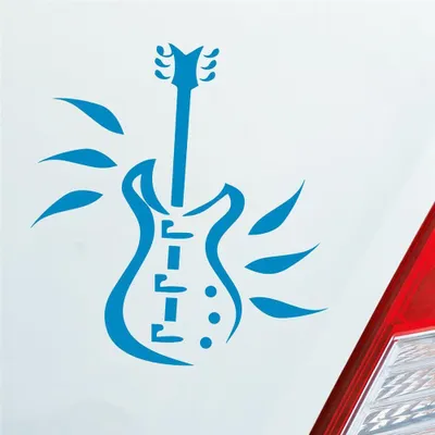 Produktbild von Auto Aufkleber Gitarre E-Gitarre Instrument Metal Rock 10x9 cm Hellblau Sticker Heckscheibenaufkleber