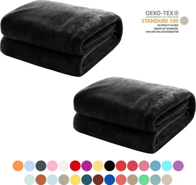 Produktbild von 2 Stück Kuscheldecke Flauschige extra weich & warm Wohndecke Flanell Fleecedecke , Falten beständig/Anti-verfärben als Sofadecke oder Bettüberwurf, Größe:240 cm x 270 cm, Farbe:Weinrot