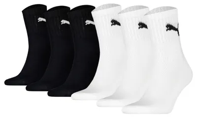 Produktbild von PUMA Uni Sportsocken, 6 Paar - Short Crew Socks, Tennissocken, einfarbig Weiß/Schwarz 39-42