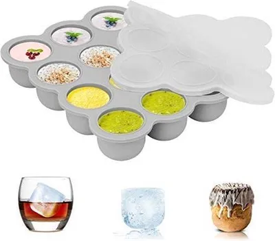 Produktbild von Silikon Babykost Aufbewahrungsbox, wiederverwendbar, für Gemüse, Obst und Soßen