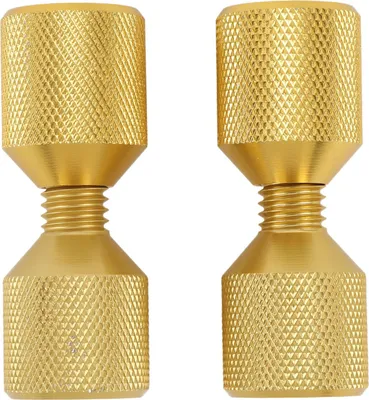 Two golden metal flange alignment pins are shown against a white background.