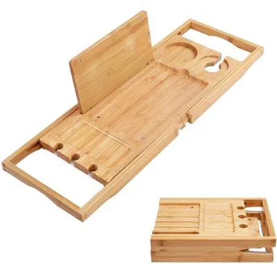 Produktbild von Bambus-Badeimer - Ausklappbares Badeorganizer - 63-95 cm