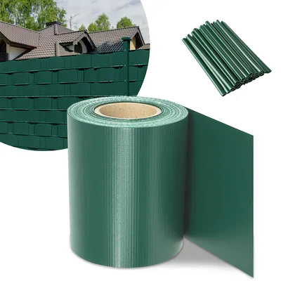 Produktbild von TolleTour Sichtschutzstreifen PVC Doppelstabmatten Zaun Windschutz 3 Rollen á 70m x 19cm Grün