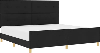 Image de vidaXL Cadre de lit avec tête de lit noir 200 x 200 cm Tissu