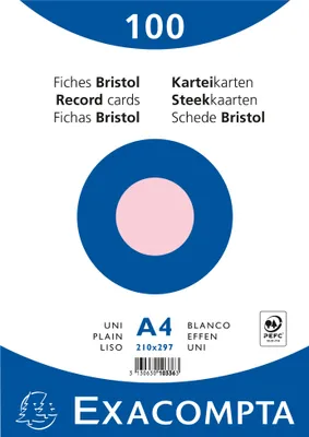 Produktbild von EXACOMPTA Karteikarte DIN A4 blanko rosa 100 St./Pack.