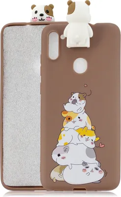 Produktbild von Für Samsung A11 Soft TPU Back Cover Cartoon Malerei Handyhülle Shell mit Halterung Hamster