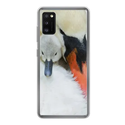 Produktbild von MuchoWow® Handyhülle Schutzhülle Hülle für Samsung Galaxy A41 Schwan - Küken - Makro Silikon Softcase Handy Hülle - Mobiltelefon
