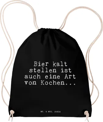 Produktbild von Mr. & Mrs. Panda Jutebeutel Bier kalt stellen ist... - Schwarz - Geschenk, Beutel, Stoffbeutel, Sportbeutel, Partner, wander rucksack, Männer, baumwoll turnbeutel, Freund
