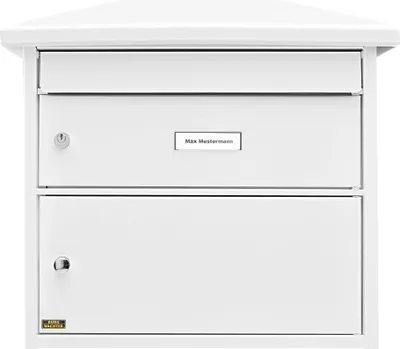 Produktbild von BURG-WÄCHTER 19850, Pfostenmontierter Briefkasten, Galvanisiertes Stahl, Weiß, Horizontal, Schlüssel, Oben