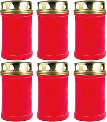 Image de Bougie funéraire - Pack de 6 - Rouge 48h ( Couvercle or )