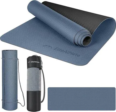 Obrázok produktu pre Uniqoos® Antiršmykľová podložka na jogu – fitness a pilates podložka, 183 cm x 61 cm x 06 cm, 6 mm TPE, vrátane popruhu na prenášanie a tašky